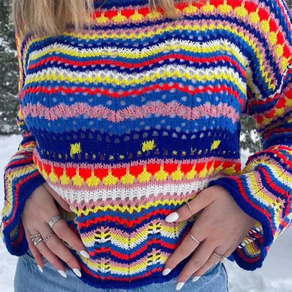 Beginning Boutique Blue Long Weekend Sweater S/M